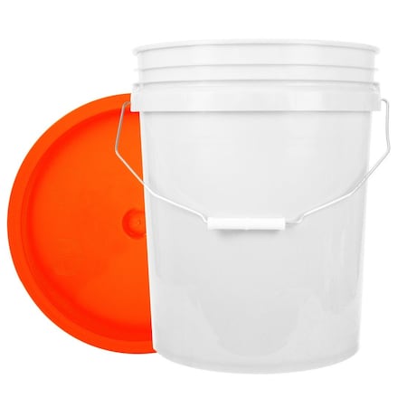 World Enterprises Bucket, 12 in H, White and Orange 5WHT,345ORG